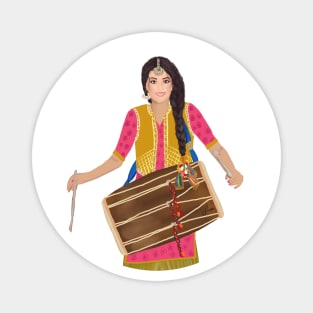 Dhol player desi Indian Punjabi Pakistani girl woman Magnet